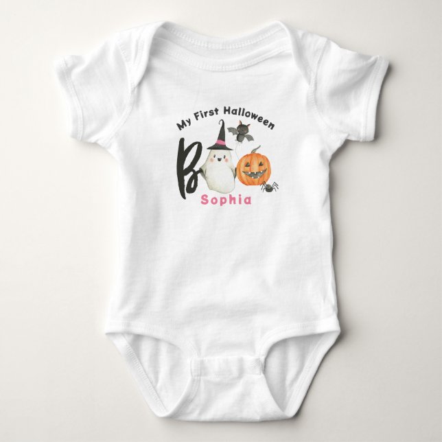 Halloween T-shirt-Boo-Spooky-First Halloween Baby Bodysuit (Front)