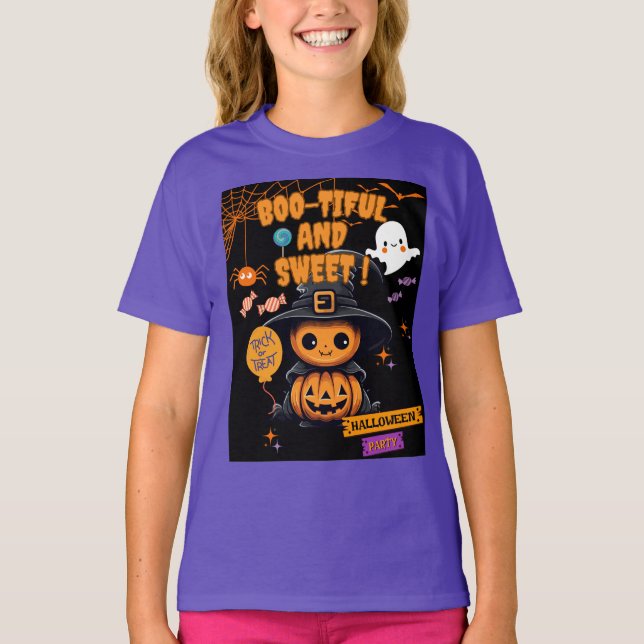 Halloween T-shirt for Girls | Boo tiful Halloween  (Front)