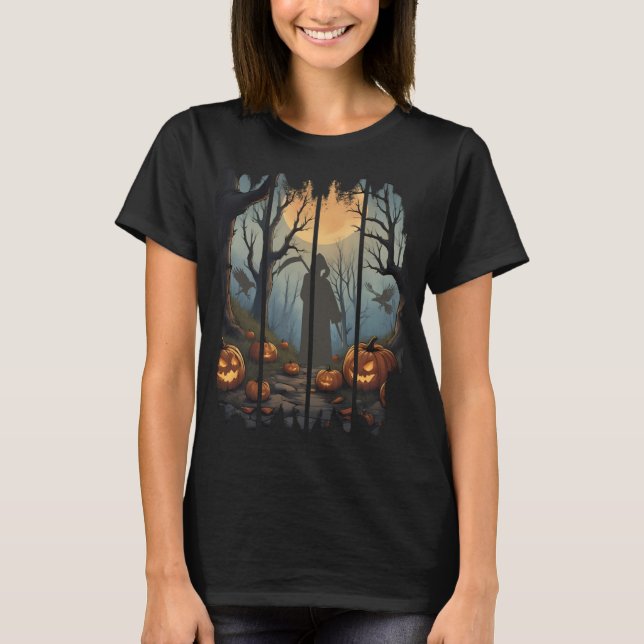  Halloween T-Shirt – Grim Reaper Scene (Front)