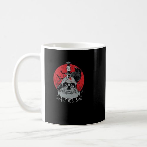 Halloween t_shirt with crow and skull 2 coffee mug