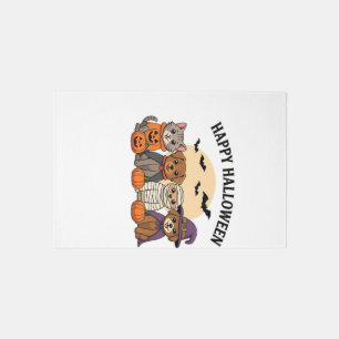 Halloween T-Shirt with Cute Cats and Dogs in Costu Rug