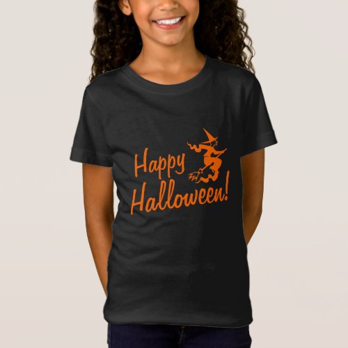 Halloween t shirts for kids  witch on broom