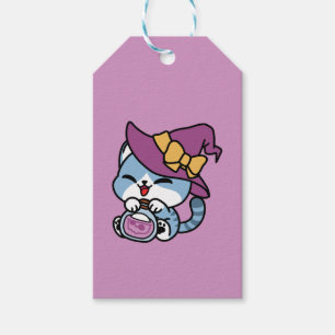 Halloween Tabby Cat – Witch Hat & Potion Art Gift Tags