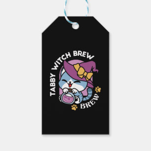 Halloween Tabby Cat – Witch Hat & Potion Art Gift Tags