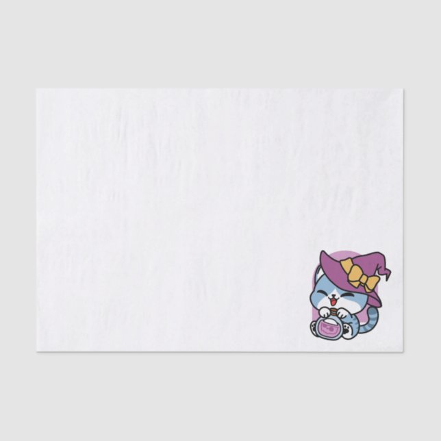 Halloween Tabby Cat – Witch Hat & Potion Art Tissue Paper (Front)