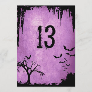 Halloween Table Numbers with bats, crow and tree