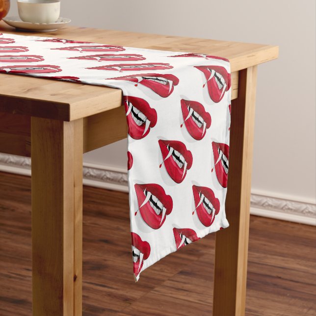 Halloween Table Runner  14" X 72"/Vampire Lips (In Situ)