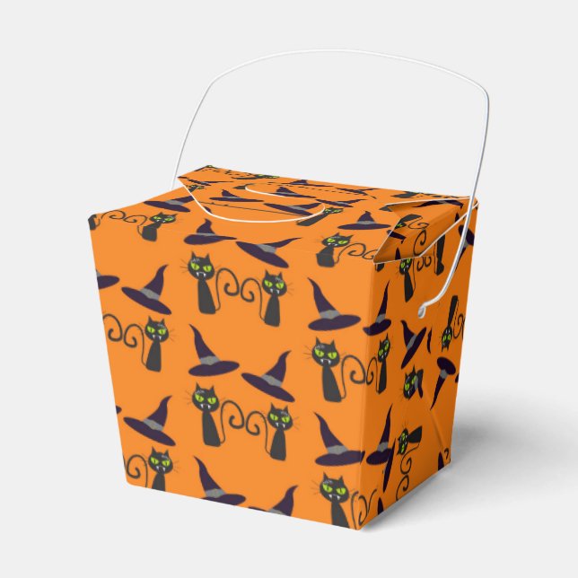 Halloween Take Out Favor Box - Cats & Hats (Front Side)