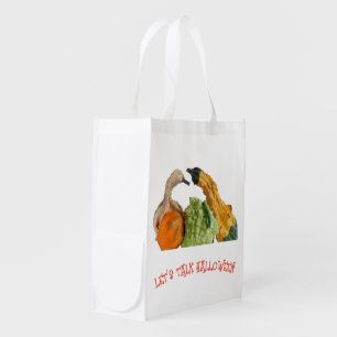 Halloween Talk Funny Gourd Pumpkins Orange Grocery Bag