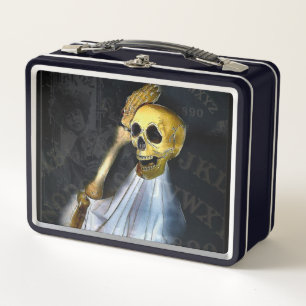 Halloween Talking Board Skeleton Metal Lunch Box