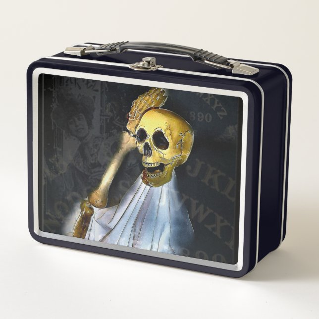 Halloween Talking Board Skeleton Metal Lunch Box (Front)