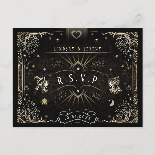 Halloween Tarot Card MENU Matching RSVP PostCard (Front)