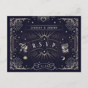 Halloween Tarot Card Navy Blue RSVP PostCard