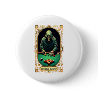 Halloween Tarot Card Skeleton Billiards Reaper  Button