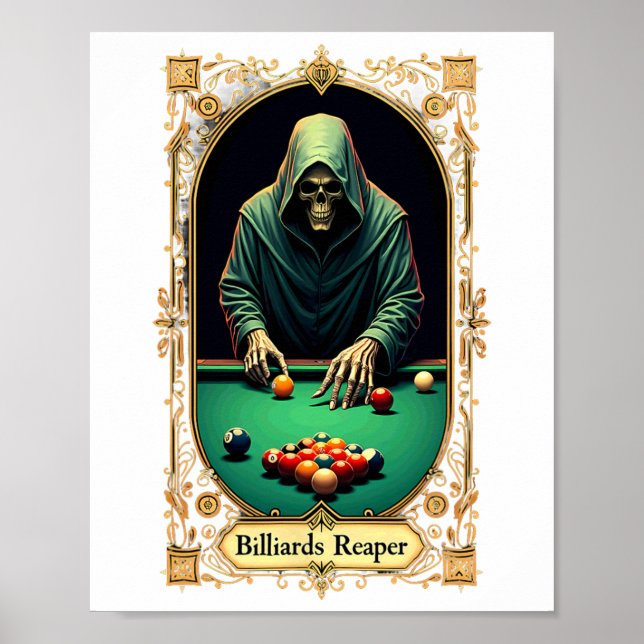 Halloween Tarot Card Skeleton Billiards Reaper  Poster (Front)