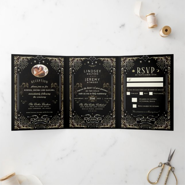 Halloween Tarot Wedding - RSVP MENU Tri-Fold (Inside)