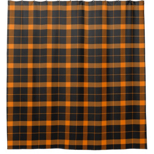 Halloween Tartan plaid Scottish pattern in orange Shower Curtain