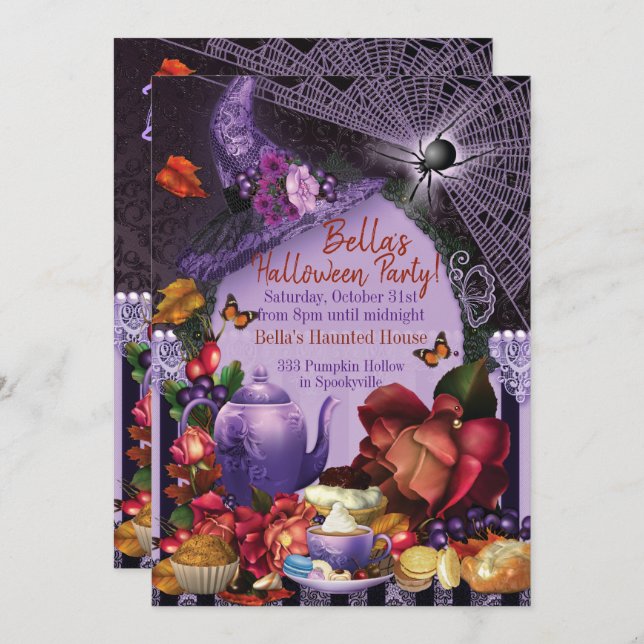 HALLOWEEN TEA PARTY INVITATION (Front/Back)