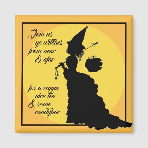 Halloween Tea Party Victorian Vintage Witch Magnet