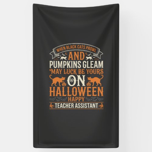 Halloween Teacher Assistant Black Cats and Pumpkin Banner
