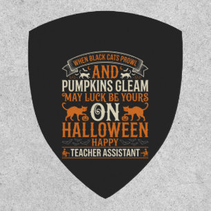 Halloween Teacher Assistant Black Cats and Pumpkin Patch