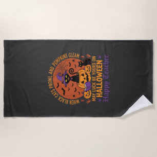 Halloween Teacher Black Cat Pumpkin Luck Beach Towel