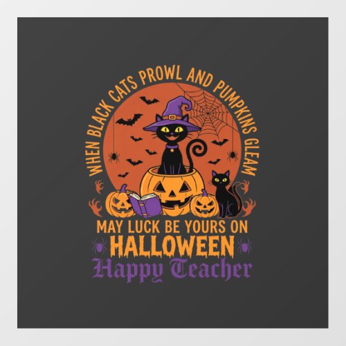 Halloween Teacher Black Cat Pumpkin Luck Floor Decals