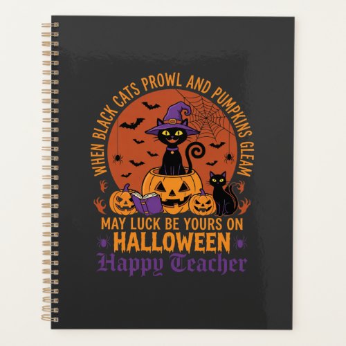 Halloween Teacher Black Cat Pumpkin Luck Planner