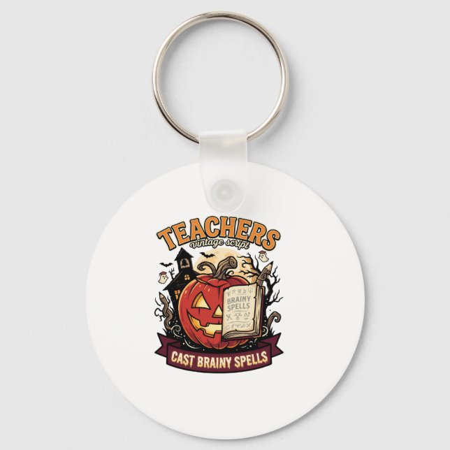 Halloween Teacher Brain Magic Keychain (Front)