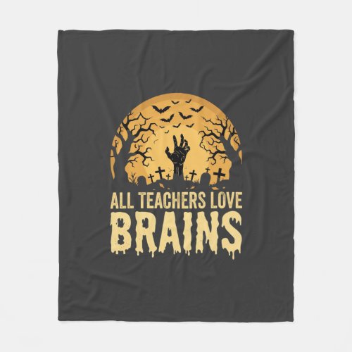 Halloween Teacher Brains Fleece Blanket