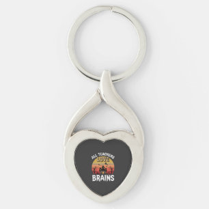 Halloween Teacher Brains Haunted House Keychain