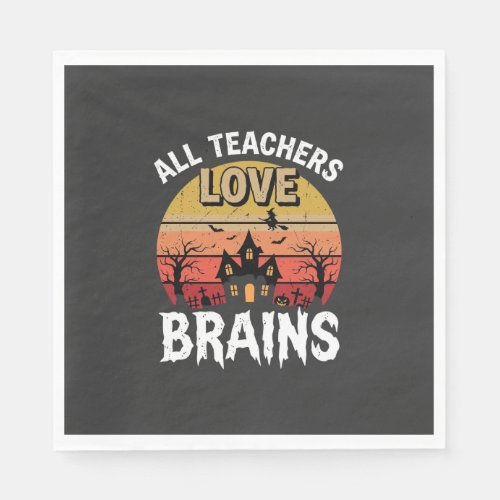 Halloween Teacher Brains Haunted House Napkins