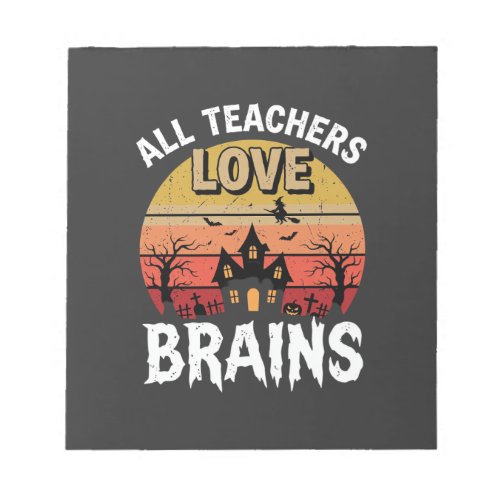 Halloween Teacher Brains Haunted House Notepad