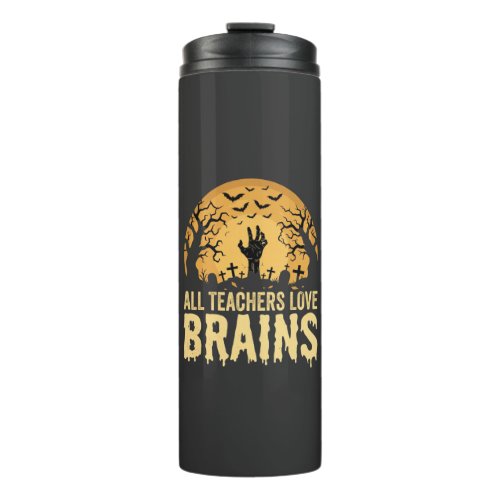 Halloween Teacher Brains Thermal Tumbler