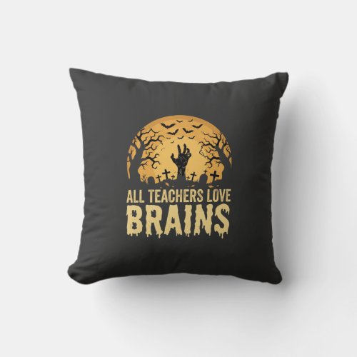 Halloween Teacher Brains Throw Pillow