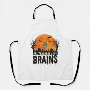 Halloween Teacher Brains Vintage Vector Design_1 Apron