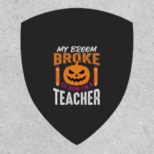 Halloween Teacher Broom Broke Pumpkin Design Patch