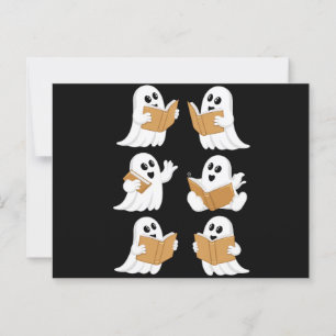 Halloween Teacher Ghost Reading Books Librarian Postcard