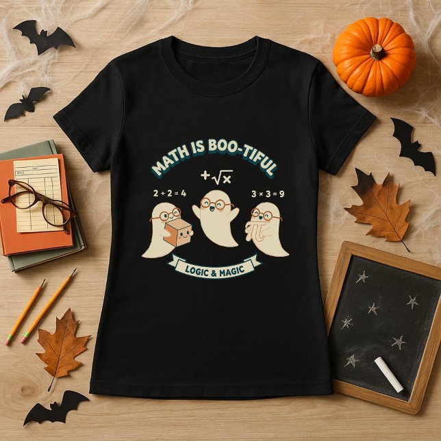 Halloween Teacher Gift Math Is Boo-tiful Ghost  T-Shirt (Creator Uploaded)