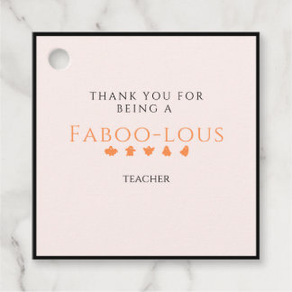 Halloween Teacher Gift Tag, Boo, Ghost, Pink Favor Tags
