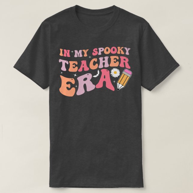 Halloween Teacher Groovy T-Shirt (Design Front)