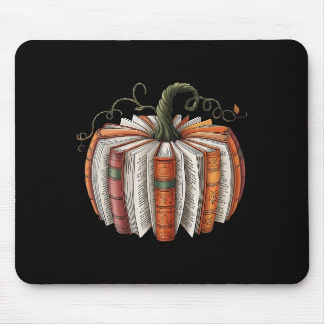 Halloween Teacher Librarians Fall Book Pumpkin Ret Mouse Pad (Front)