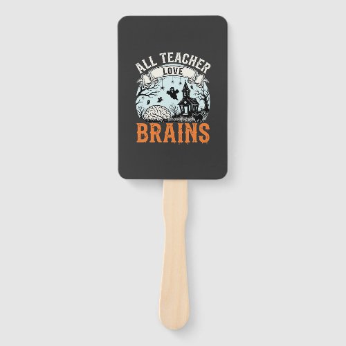 Halloween Teacher Love Brains Haunted Classroom Hand Fan