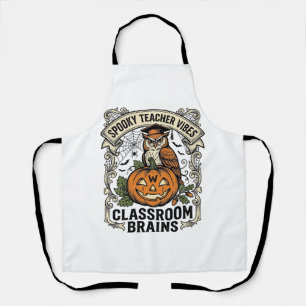 Halloween Teacher Pumpkin Owl Vintage School Shirt Apron