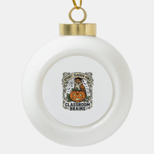 Halloween Teacher Pumpkin Owl Vintage School Shirt Ceramic Ball Christmas Ornament