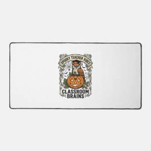 Halloween Teacher Pumpkin Owl Vintage School Shirt Desk Mat