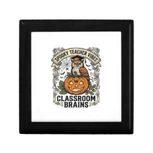 Halloween Teacher Pumpkin Owl Vintage School Shirt Gift Box