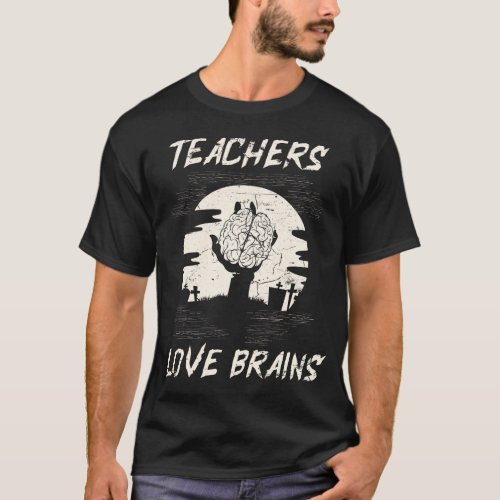 Halloween Teacher School Brain Lover T_Shirt