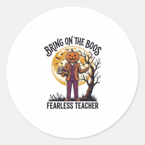 Halloween Teacher Shirt Vintage Engraving Pumpkin Classic Round Sticker