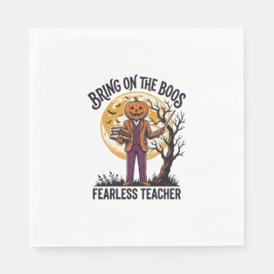 Halloween Teacher Shirt Vintage Engraving Pumpkin Napkins